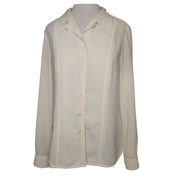 Halston Lifestyle Long Sleeve Button Down Blouse - Picture 1 of 4